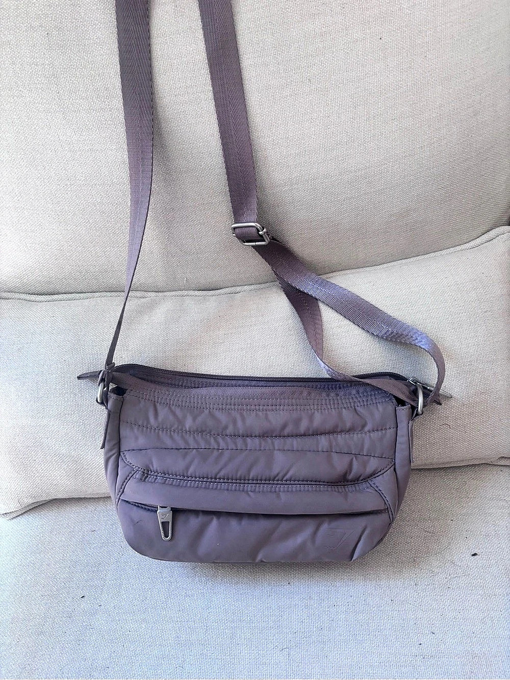 Gymshark Pleat Crossbody Quilted Bag in Purple